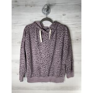 Buffalo‎ David Bitton Hoodie Womens Medium Purple Leopard Print Pullover Casual